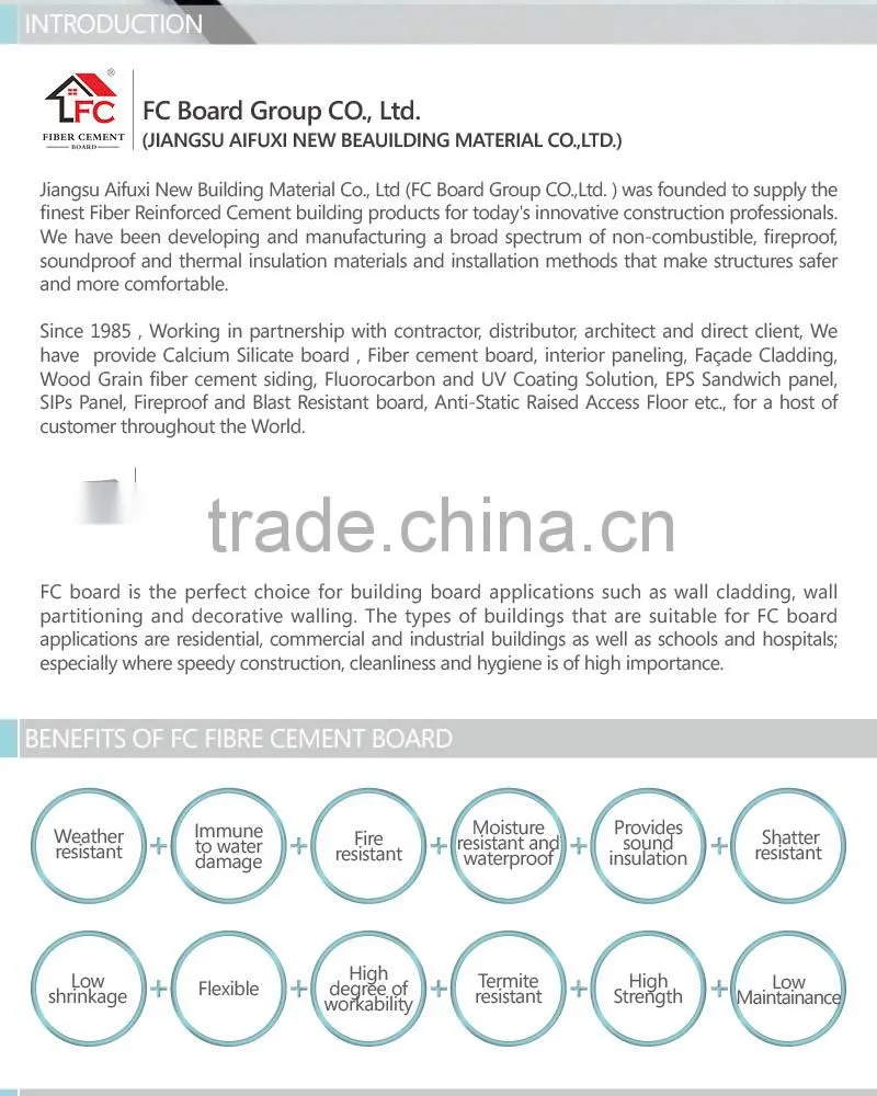 Australian code fibro cement compressed sheet 18mm*1200mm*2700mm