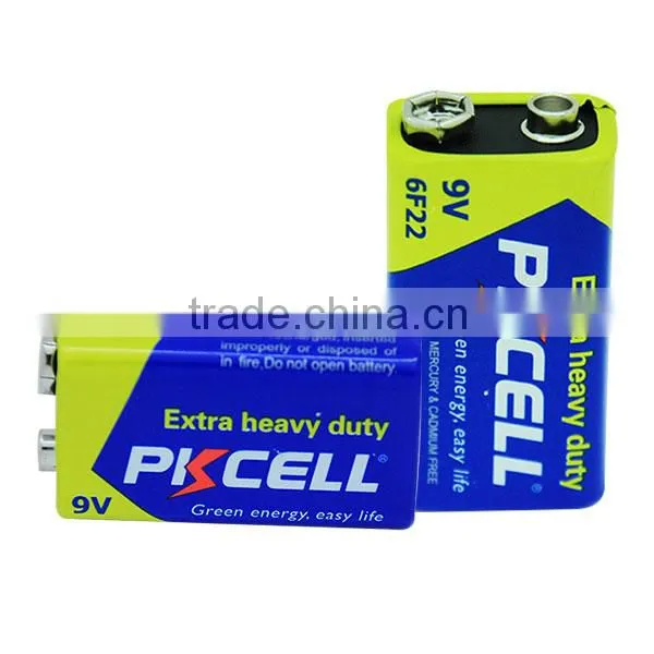OEM or PKCELL 9V 6F22 Super heavy duty battery with high quality in China supply