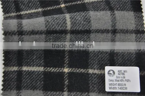 Wholesale super fine double face woolen wool plaid fabric for winter coats