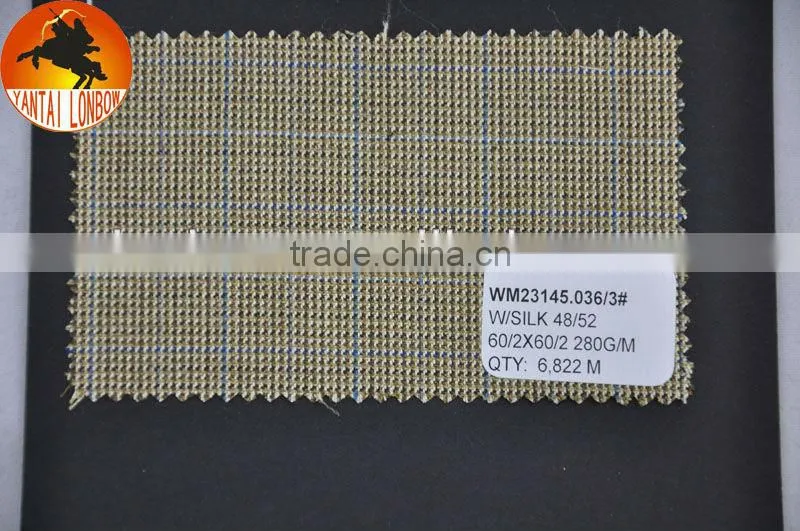 wholesale check worsted wool silk men's jacketing fabric