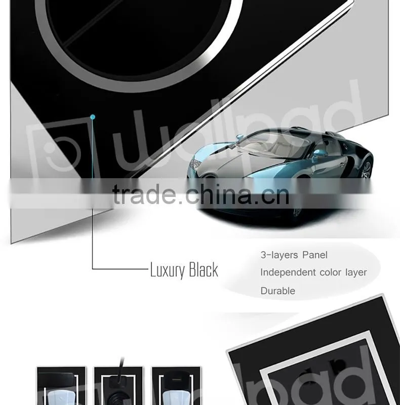 Best Selling Wallpad Black Waterproof Acrylic Glass 110~250V EU UK 3 Gang 2 Way Electric Power Supply Push Press Button Switch