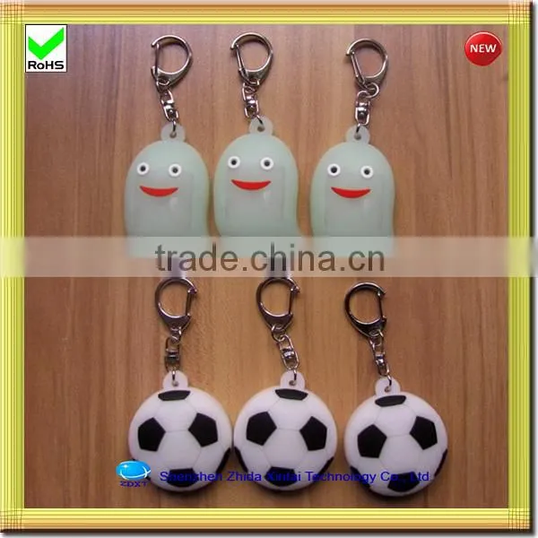 football shape silicone rubber led cheap keychains in bulk