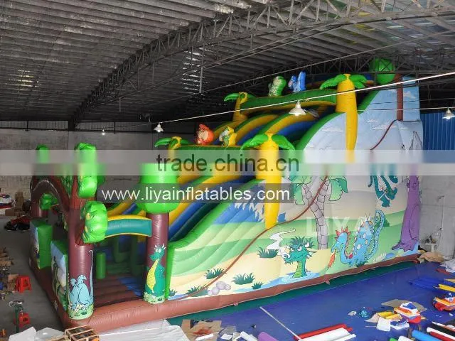 EN14960 New inflatable slide with jungle,inflatable dragon slide