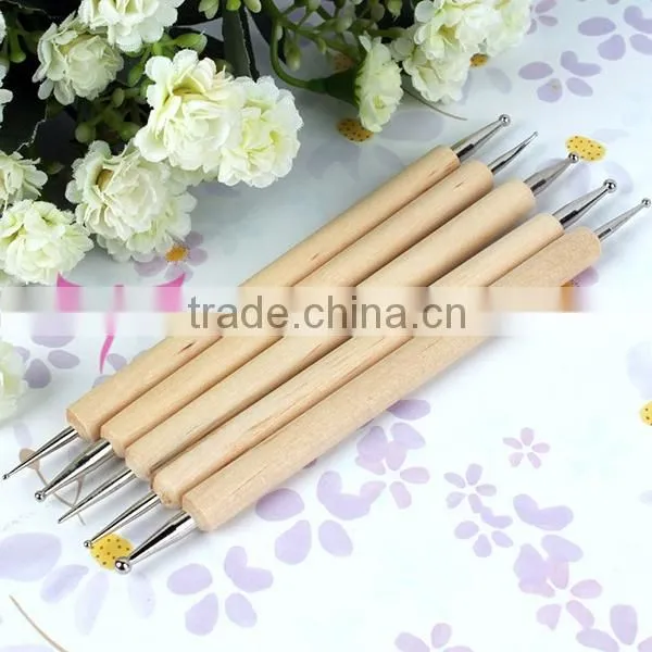 Wooden nail dotting tools and brush