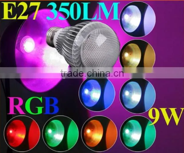 350LM RGB led lighting Colorful 9W B22 /E27/GU10 LED Bulb Lamp with Remote Control