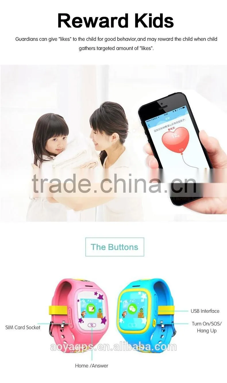 Anti-lost smart watch GPS tracker SOS security alarm monitor for kids baby pets