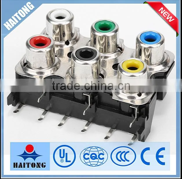 16A 250V waterproof AV socket with 6 holes RCA jack AV jack