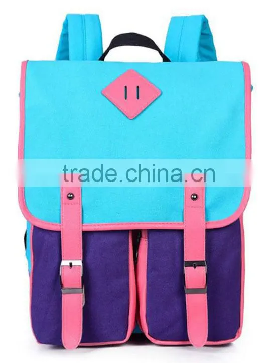 2015 New Fashion blue canvas backpacks wholesale