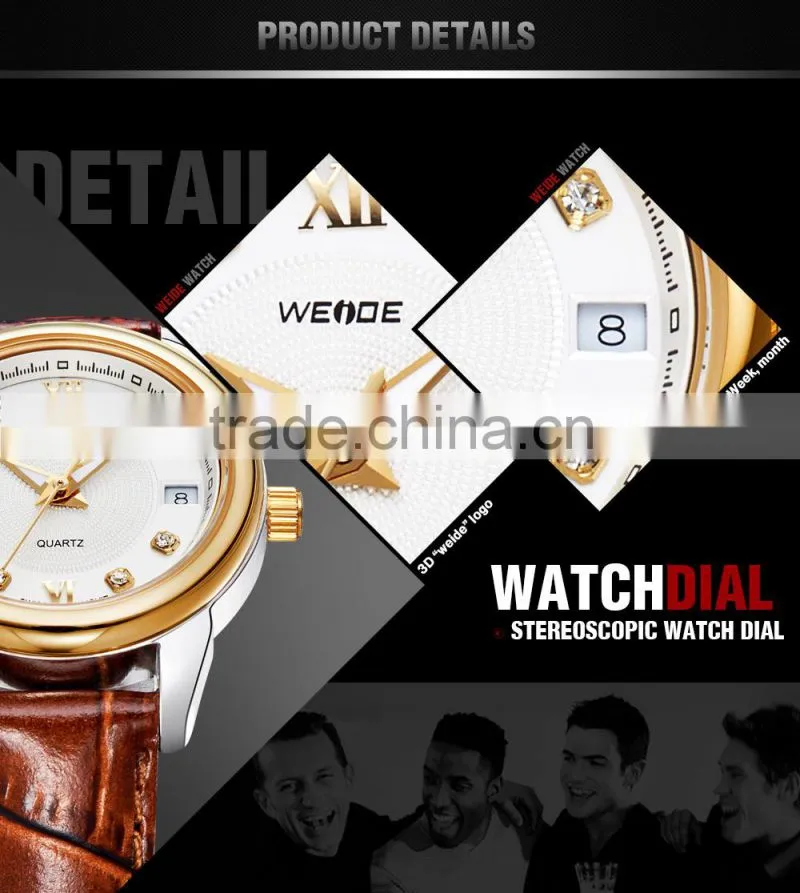 WEIDE 2014 Japan movt gold brand wholesale fashion watch lady watch leather