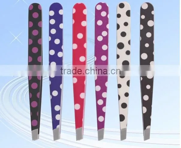 MJ-82 stainless steel slanted tip beauty pattern tweezers for eyebrows