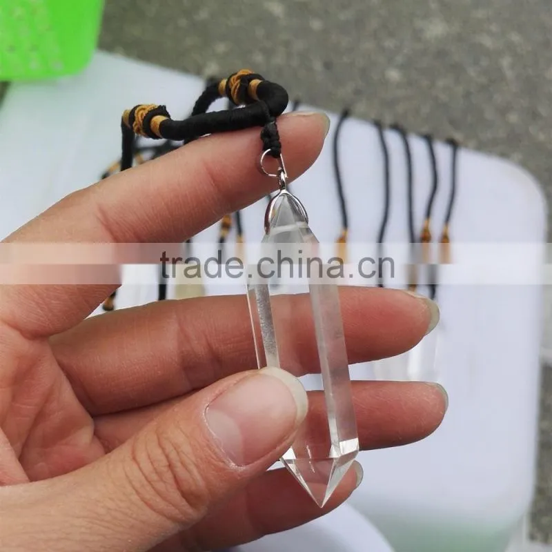 natural rock clear crystal obsidian amethyst smoky quartz gemstone point crystal pendant