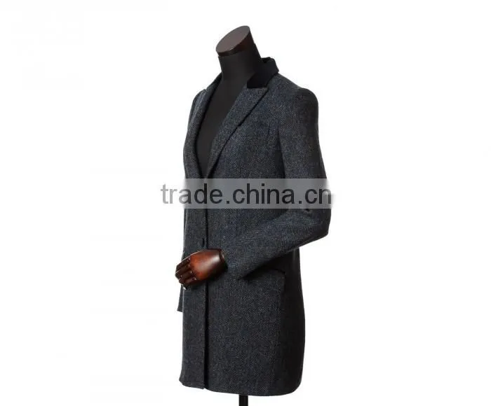 2015 new style 100% cashmere grey herringbone custom made women's coat