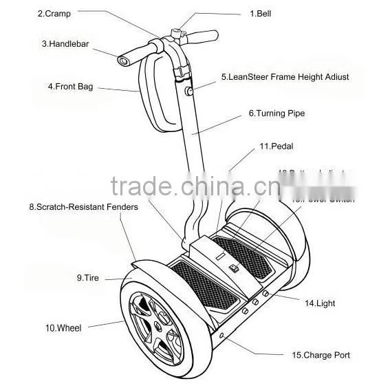 2015 NEW 2000W Self Balance Electric Scooter OB-C3 with 2 Wheels 17in/43cm Tire Lead acid 36V.42Ah Battery