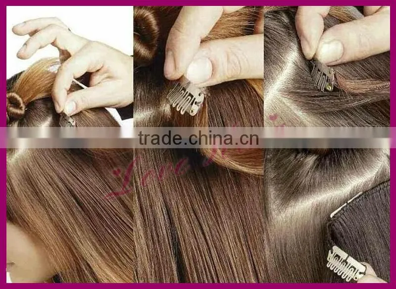 Cheap 100% human hair clip in hair extension