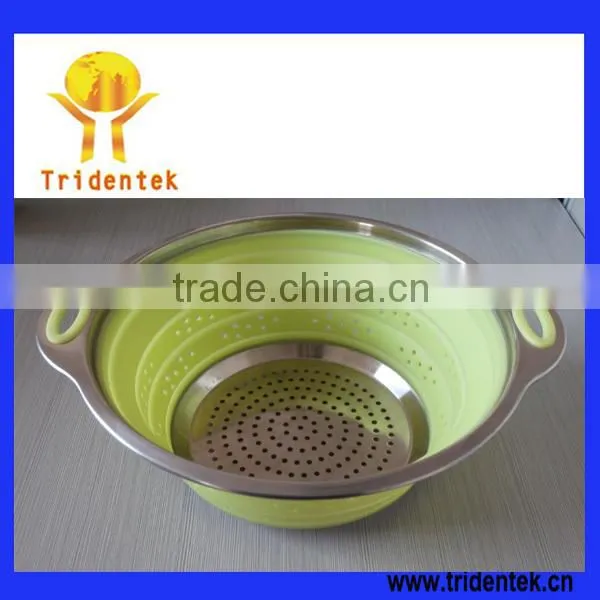 Convenient non-toxic Green Food Grade Silicon folding colander