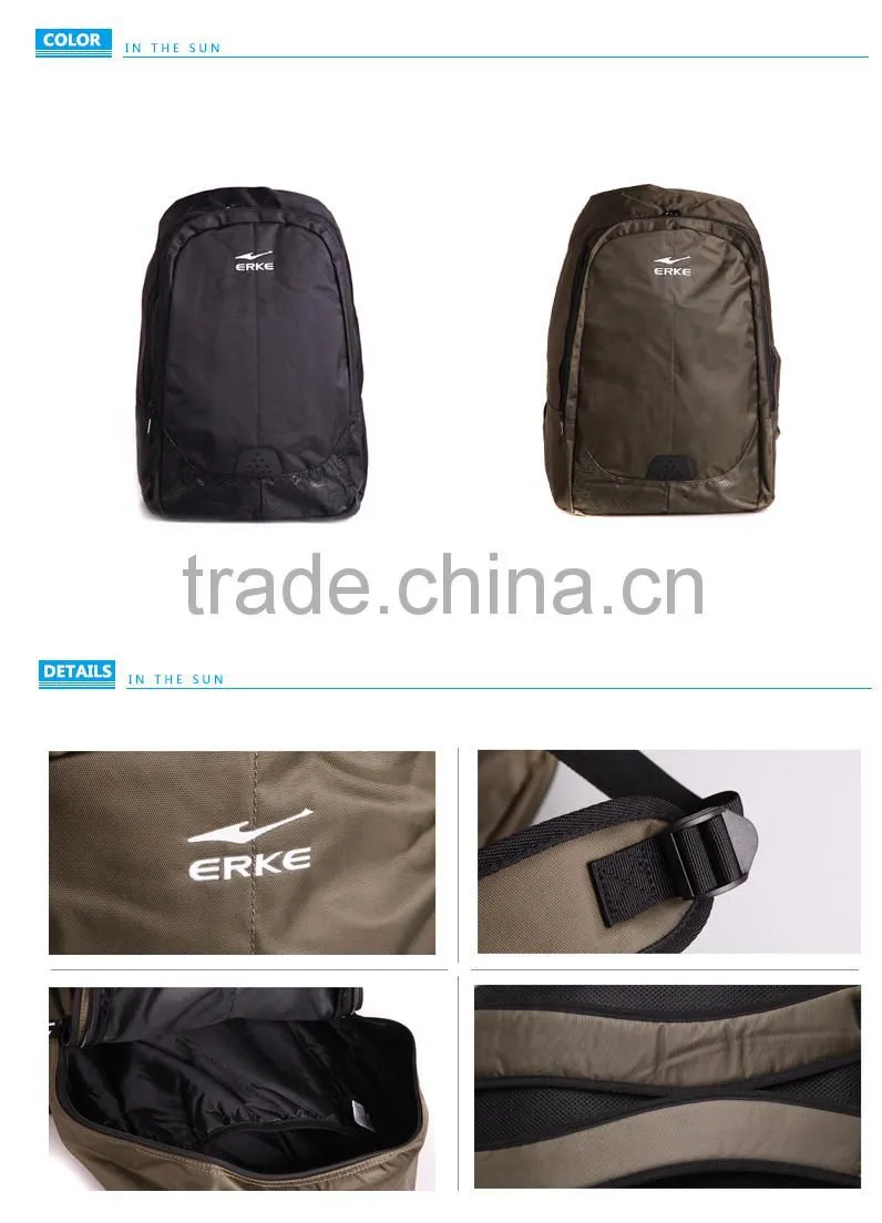 ERKE Ultra-functional backpack lightweight school backpack daypack black backpack fabric:420D/PVC polyester wholesale backpack