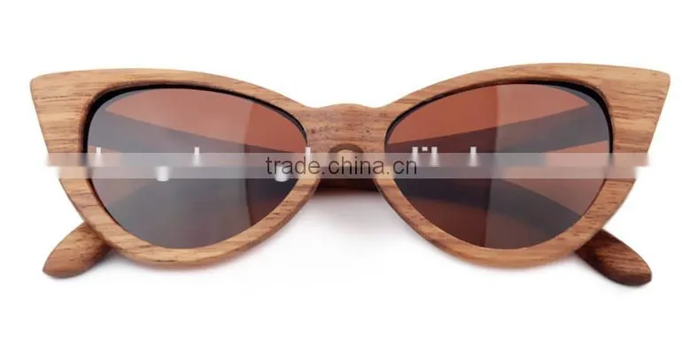 Vintage butterfly shape frame natural wood sunglasses with custom logo