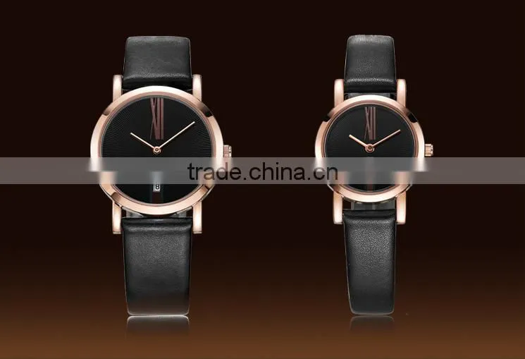 Leather Quartz Pair Couple Watches With Fashion Design