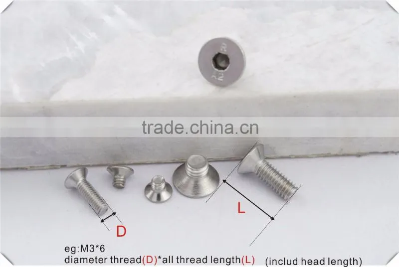 Wholesale 304 stainless steel Hex socket countersunk head machine screw