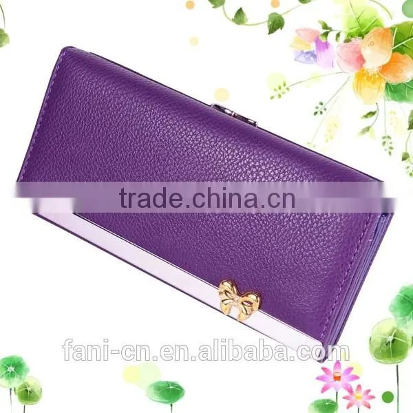 Fashional appearance non leather PU wallet can with custom logo emboss for women