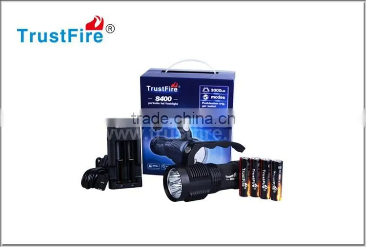 TrustFire S400 rechargeable super bright flashlight set with 18650 batteries and charger,TrustFire search flashlight with CE FCC