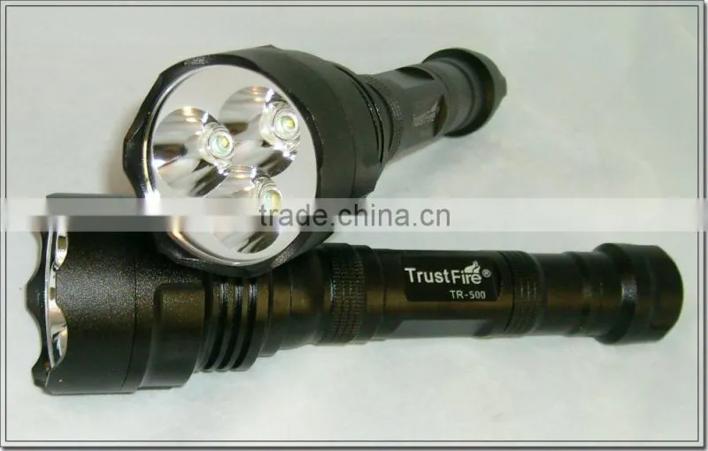 TrustFire 500lm TR-500 three cree XP-E Q5 three color red,blue,green police security flashlight