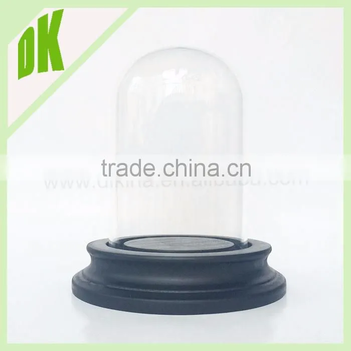 2015 new Wooden Base with transparent Glass of flower Vase terrariums/display glass vase wooden base