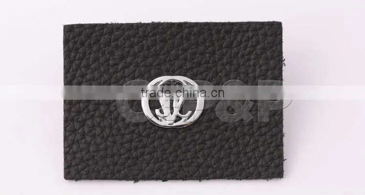 Metal logo for black leather label society leather jacket