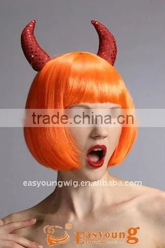 Halloween Festival wigs for Kids with Horn,yellow party wigs