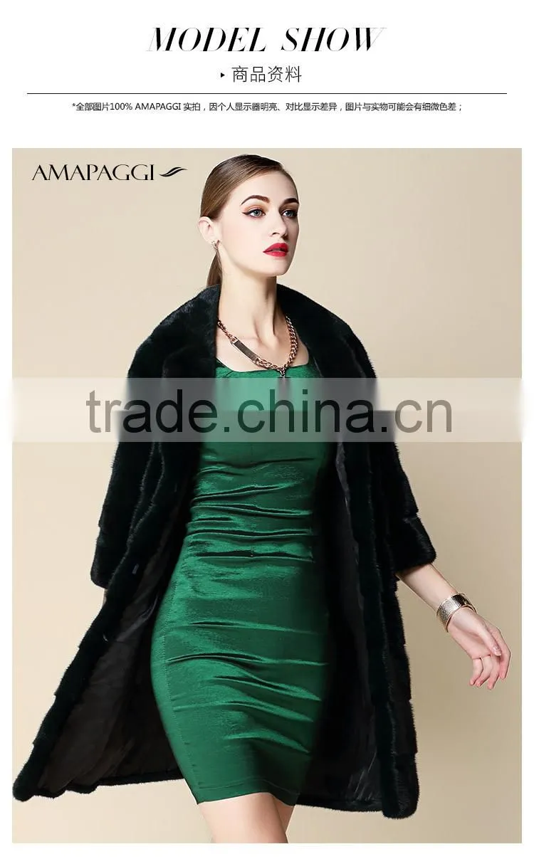 High-end dyed Dark green mink fur coat wholesale