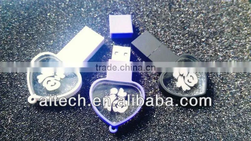 crystal usb flash drive custom logo brand with led light 512mb-32gb