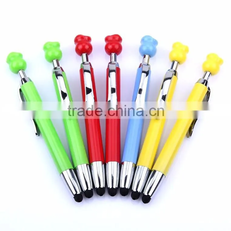 short promotional stylus ball pen screen touch pen with rose flower shaped click top