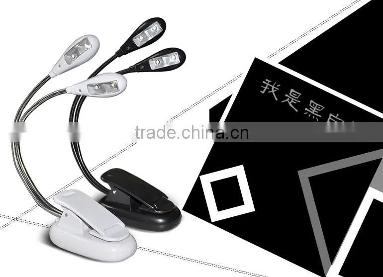 Rechargeable LED Travel Light Gooseneck 4 LED Flexible Eye Care Dimmable Clip LED Book Lamp Dual Head