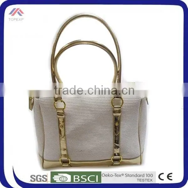 Distressed Straw Bag And Leather Decorative Bag