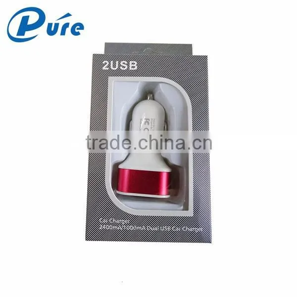 Wholesale brand new fashional design 12v solar car battery charger 5V 2.1A output 2 usb car charger