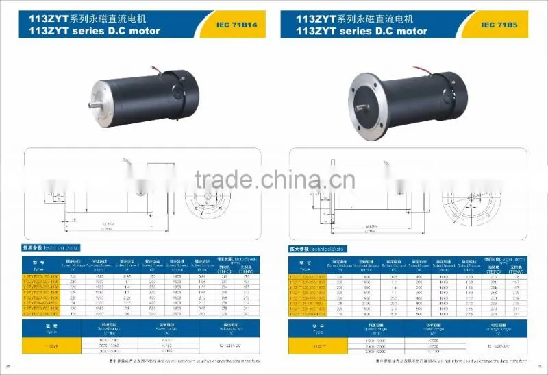 Ferrite permanent magnet 250w dc electric motor 12v