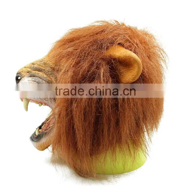 Halloween Costume Ideas Funny Carnival Real Animal Lion Latex Mask