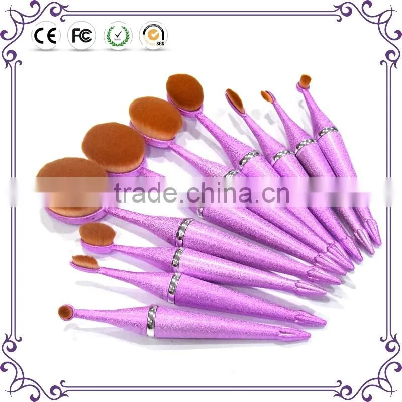 Wholesale high quality 7pcs rainbow handle cosmetic makeup brush set for women