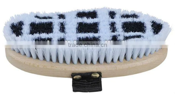 two-tone horse hair brush wooden back with pp strap