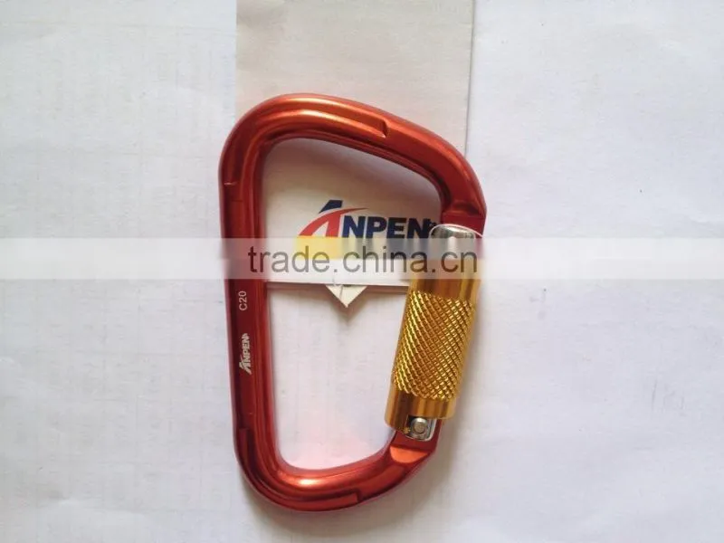 Twistlock Aluminum karabiner for climbing, rescue, rappelling, zipline activity