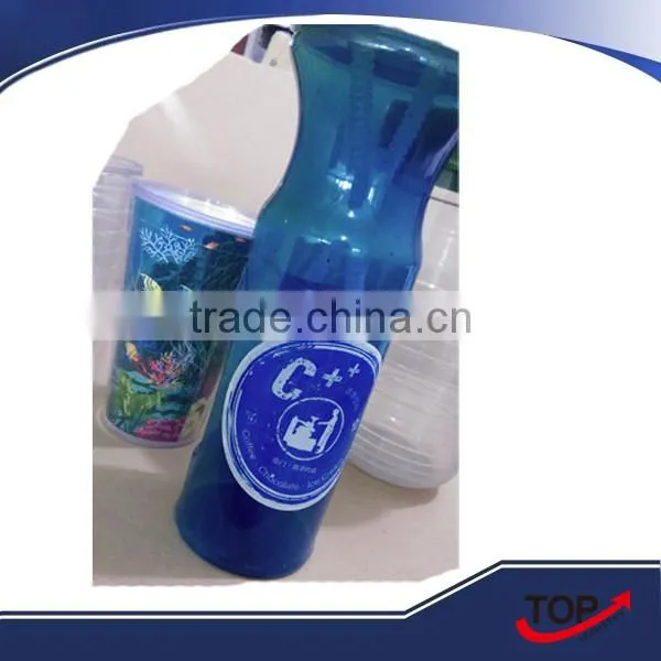 2016 cheap 500ml plastic Space water bottles with straw lid