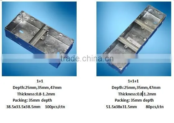 1+1+1 47mm sizes Electrical connecting metal Boxes Iraq GI boxes sizes