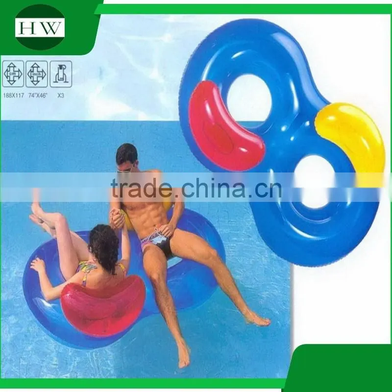 8 shaped PVC Inflatable Swimming Ring for two persons water ring 8 shaped double inflatable swim ring air tube with pillow for