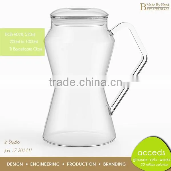 Decorative Hand Made Cheap Glass Mason Jar with Handle