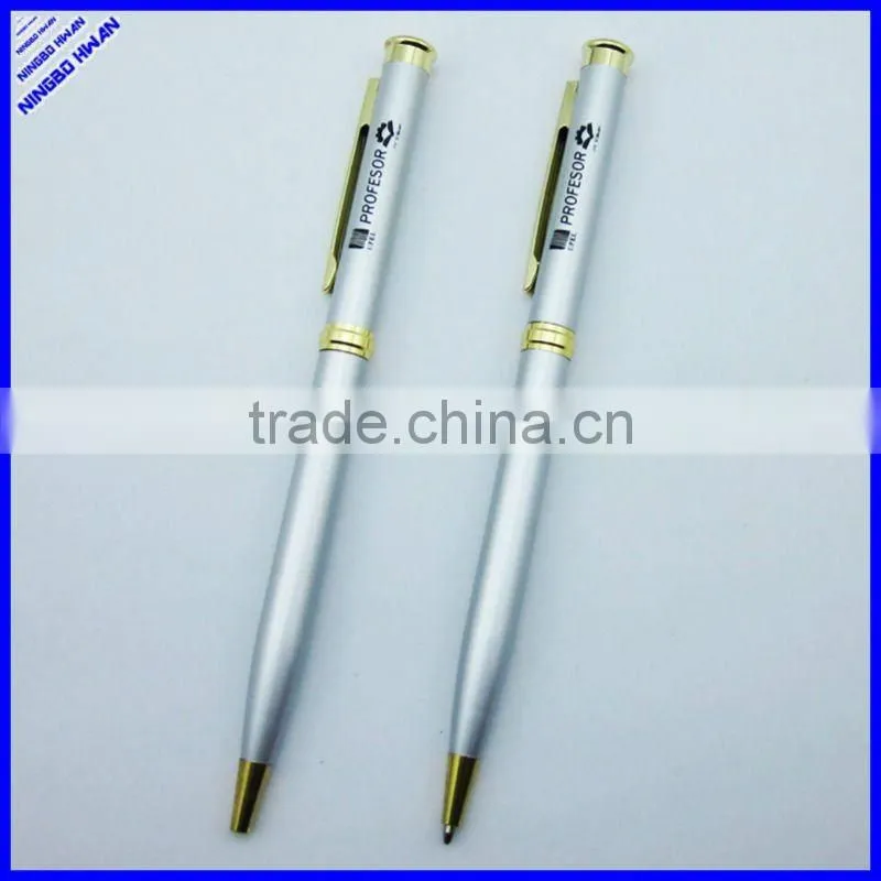 silver color slim metal twist ballpoint pen