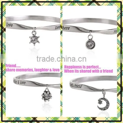 custom inspired words bangles bracelets jewelry saying phrase engraved metal bangles bracelets best family friendship gifts
