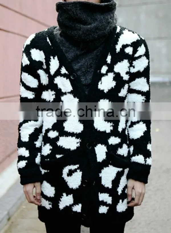 new arrival men's leopard cardigan clothing sweater