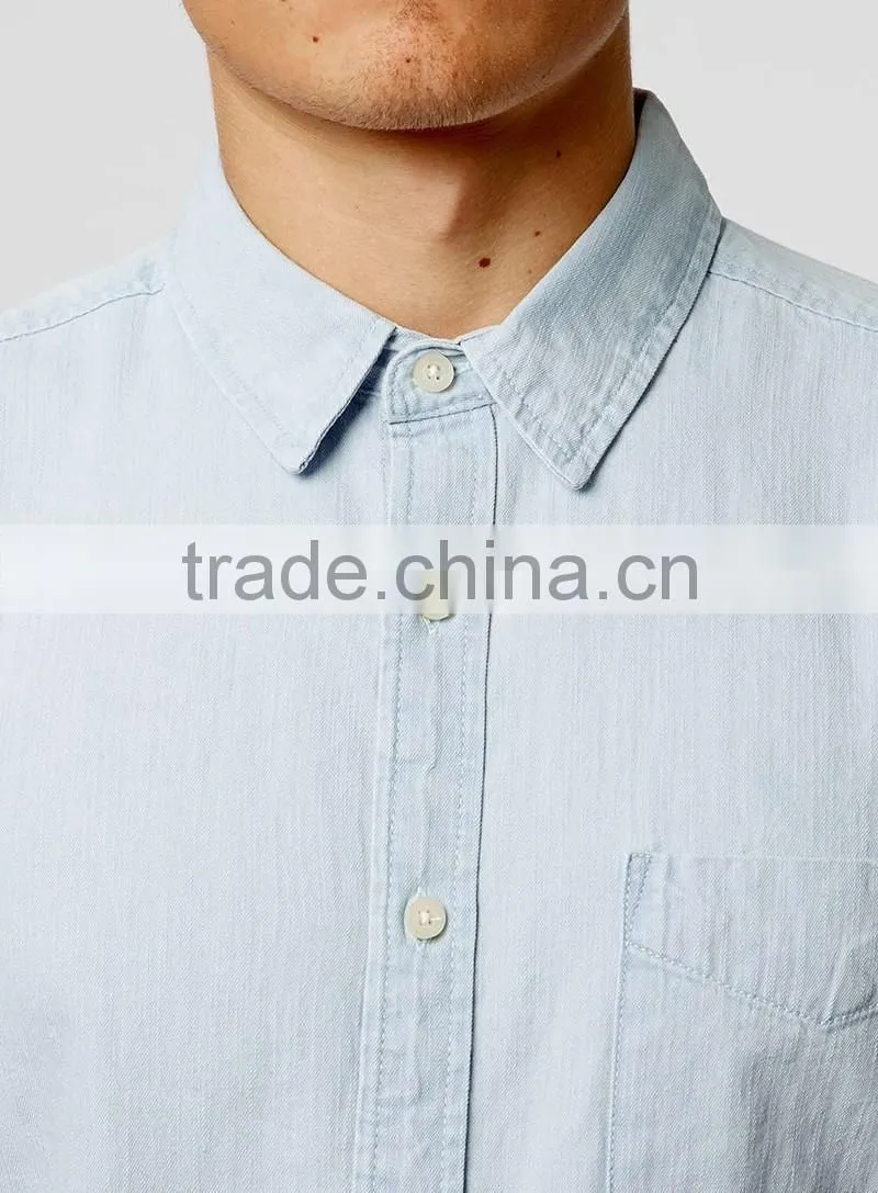 White Denim Short Sleeve Casual Shirt
