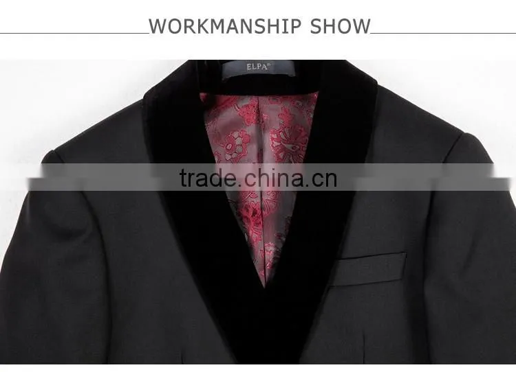 ELPA 2016 new fashion boys black wedding suits