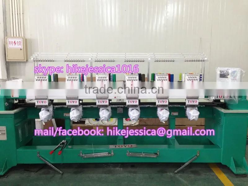 fushun 906 9needles 6heads cap tubular t shirt and flat computerized embroidery machine